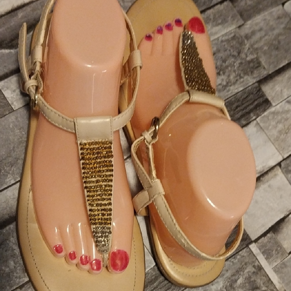 Mootsies Tootsies Tan Beaded Sandal